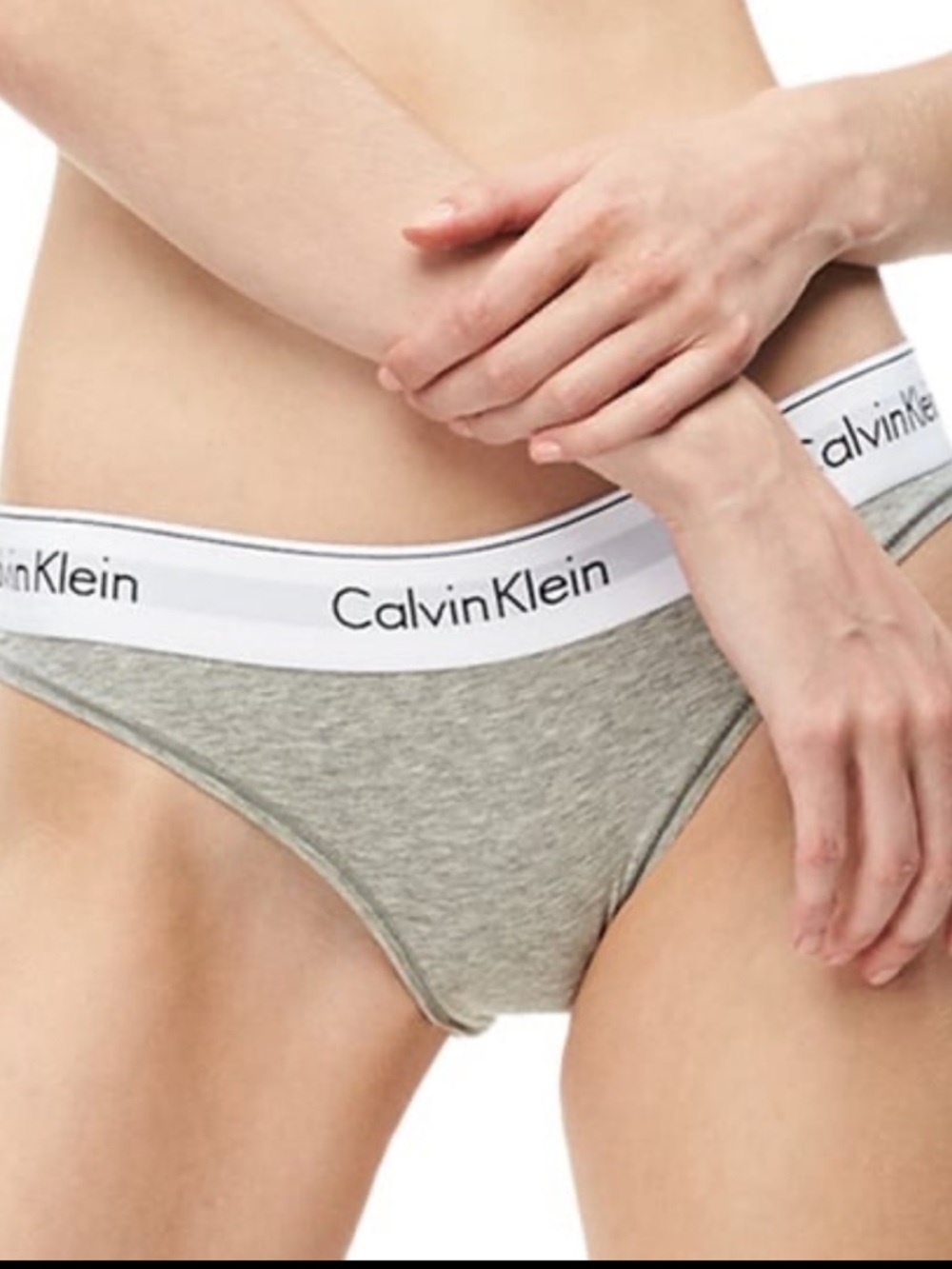 Calvin Klein Women’s Heather Grey Logo Band Cotton Bikini Underwear Size S NWT